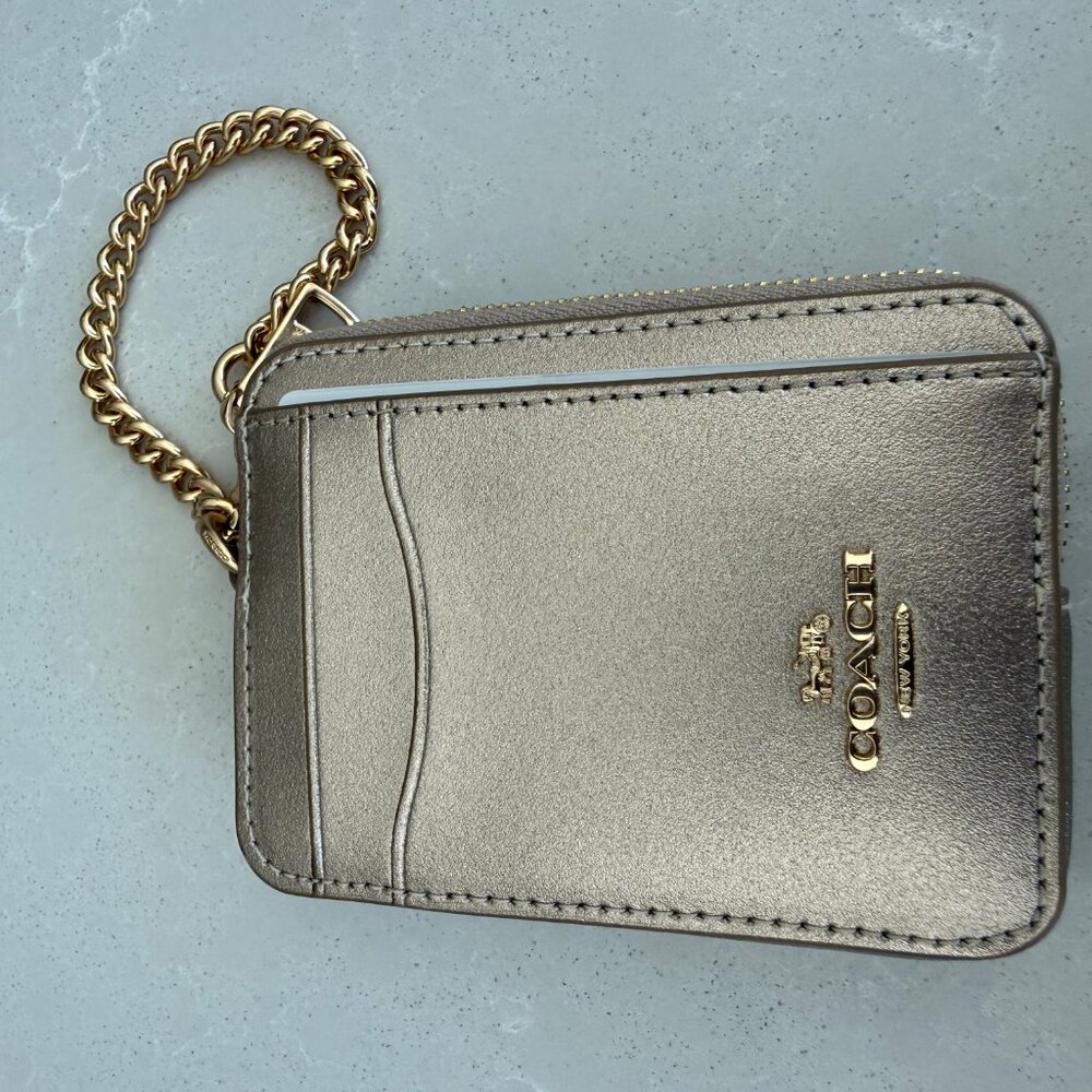 Coach Zip Card Case Gold nwot - Picture 12 of 12